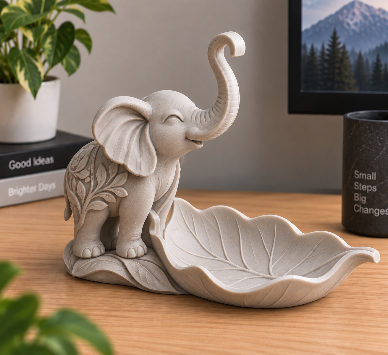 Elephant Leaf Dish - Trinket Tray with Elephant
