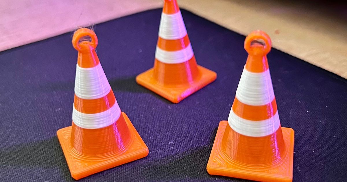 Traffic Cone Keychain (STL + STEP) by Eric F Download free STL model