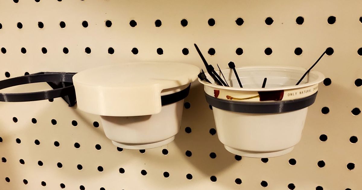Yogurt Cup Holder w/ lid Peg Board by PyneVoldor Download free STL model