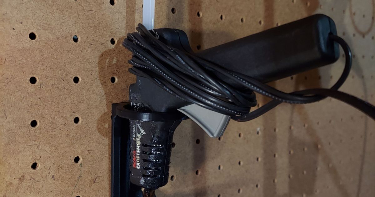 Pegboard/SKADIS Hot Glue Gun Holder with Drip Tray by Hasen3D