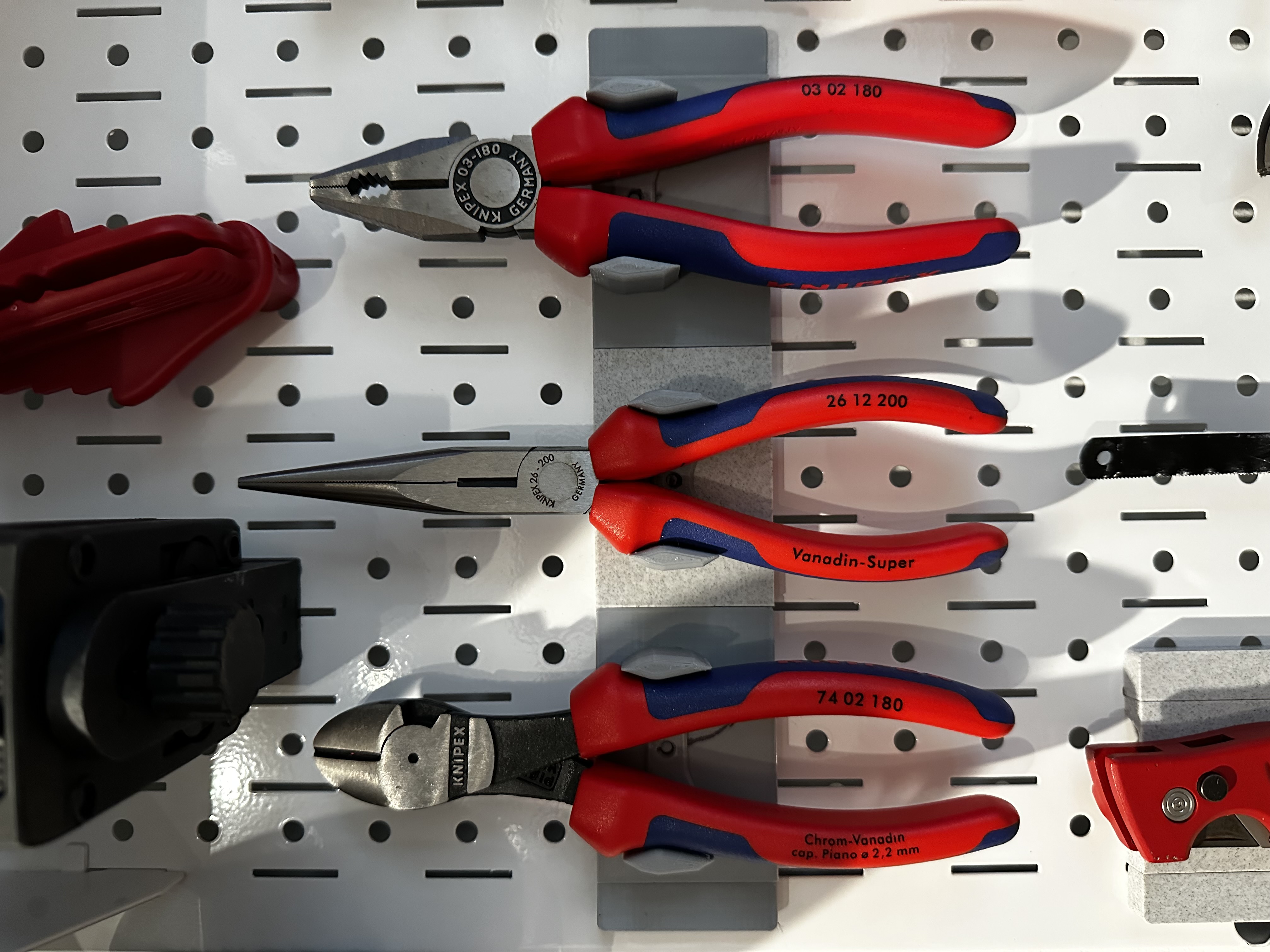 Knipex Needle Nose Pliers and Cutters mounts for Wall Control System