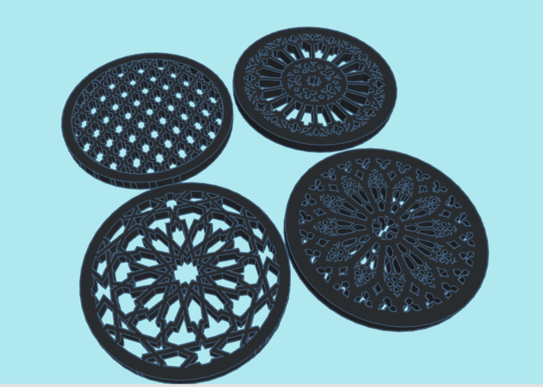 Cool Radial Symmetry Coasters  6 Inch (Can be scaled down)