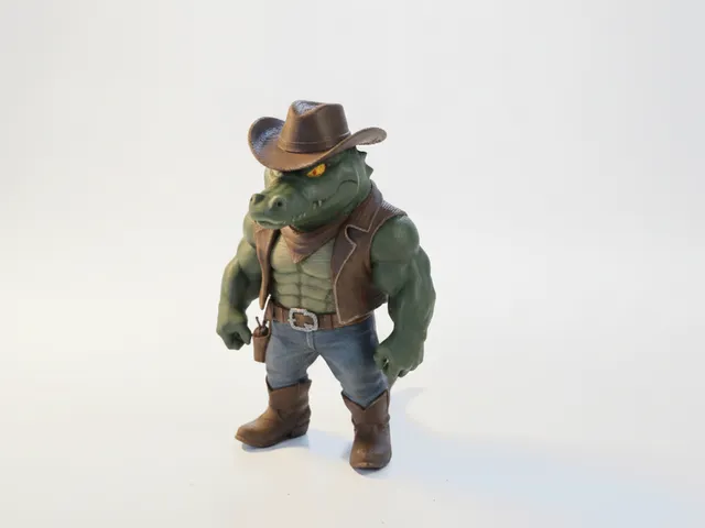 Croc Sheriff Cowboy Figurine 3D Printable