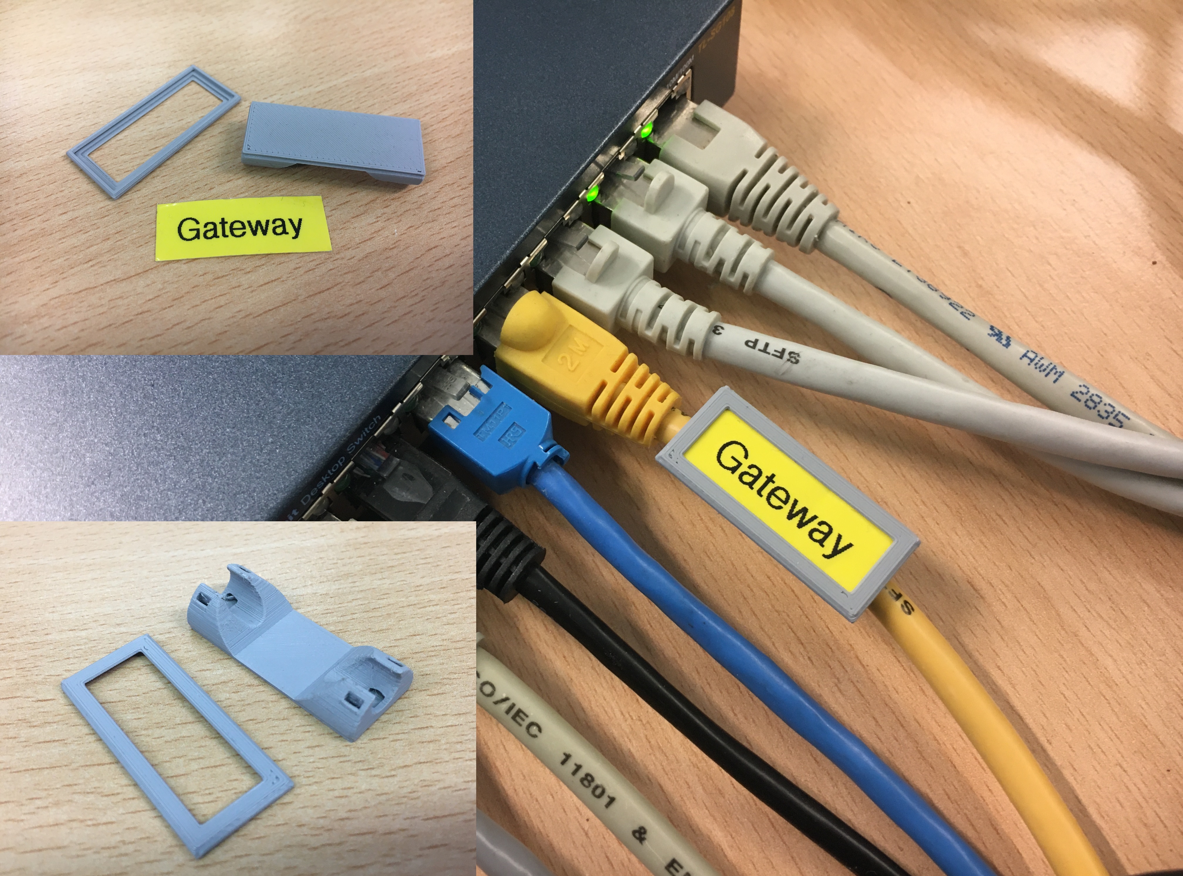 Parametric Cable Label / Tag holder for Ethernet, network, USB, PC, power line cables, etc.