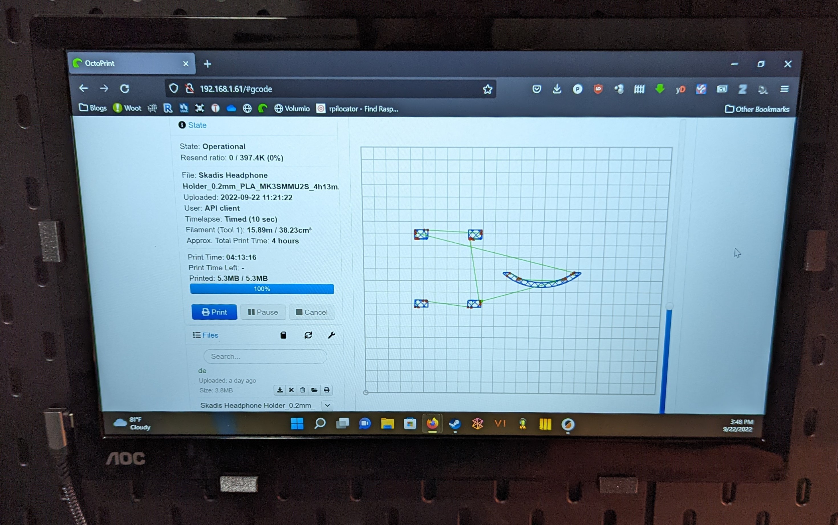 Portable Monitor mount for Skadis