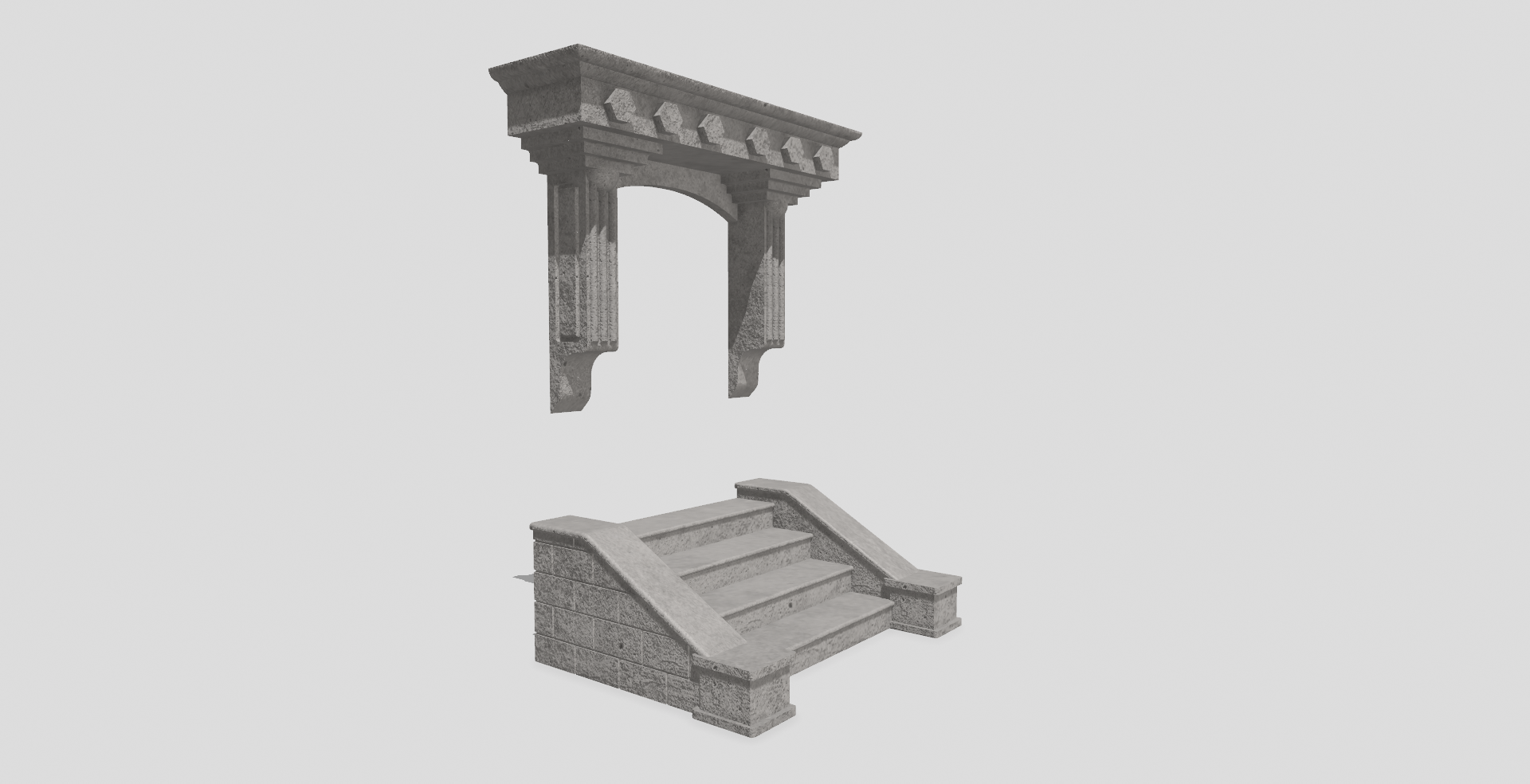 1:12 Scale Building Stoop with Decorative Archway – Free Download