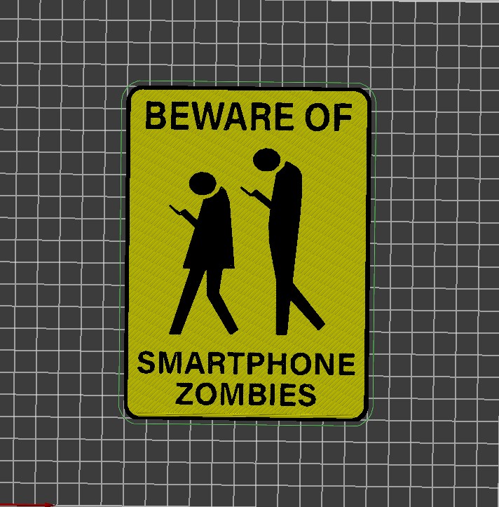 Warning: zombies ahead - wall sign