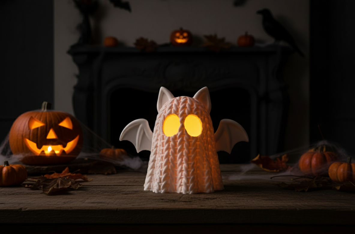 Spooky Knit Ghost LED Tealight Holder Get ready for Halloween