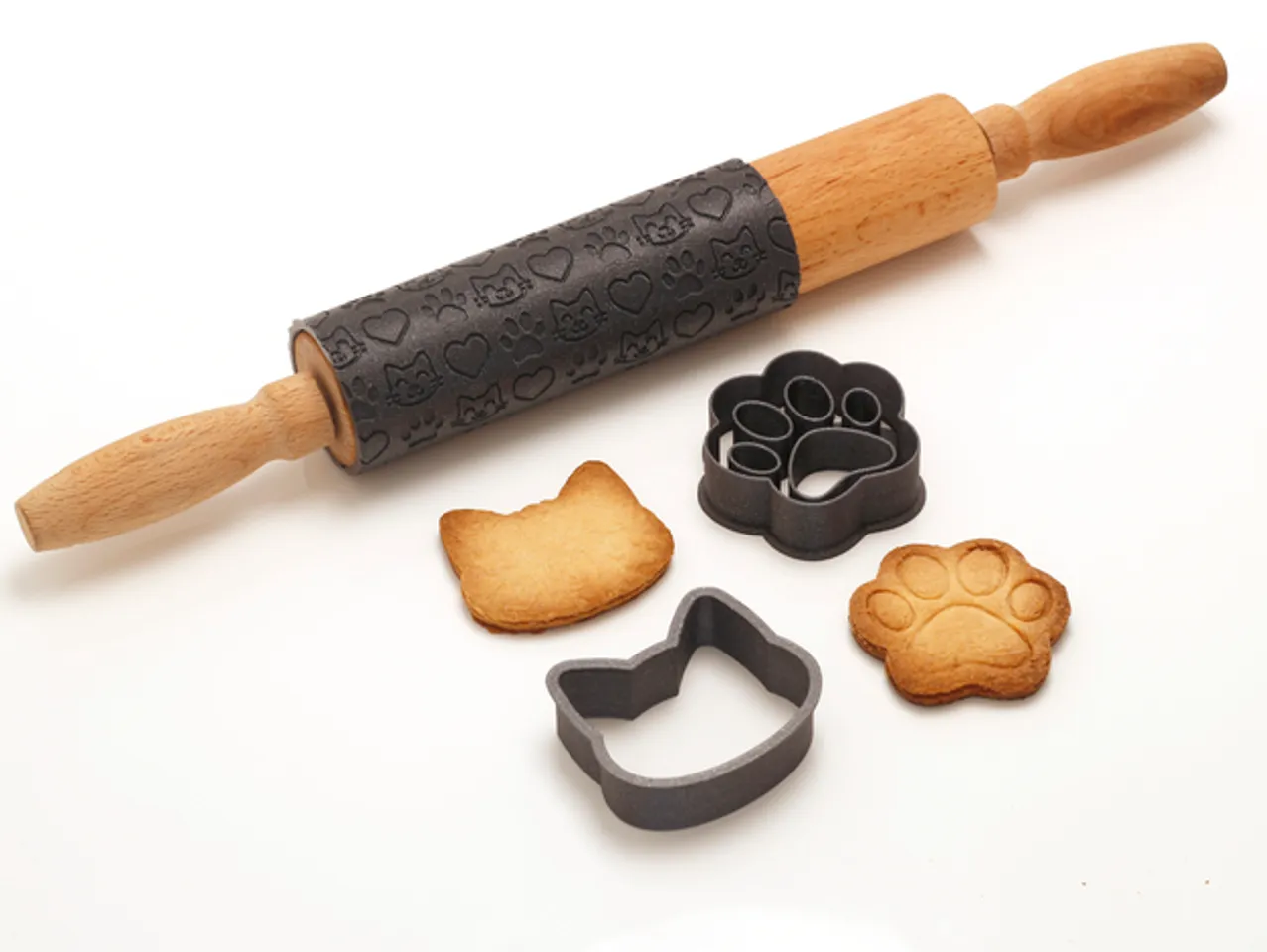 Neko Baking Set - Cat Cookie Cutter / Rolling Pin by Agustin Arroyo, Download free STL model