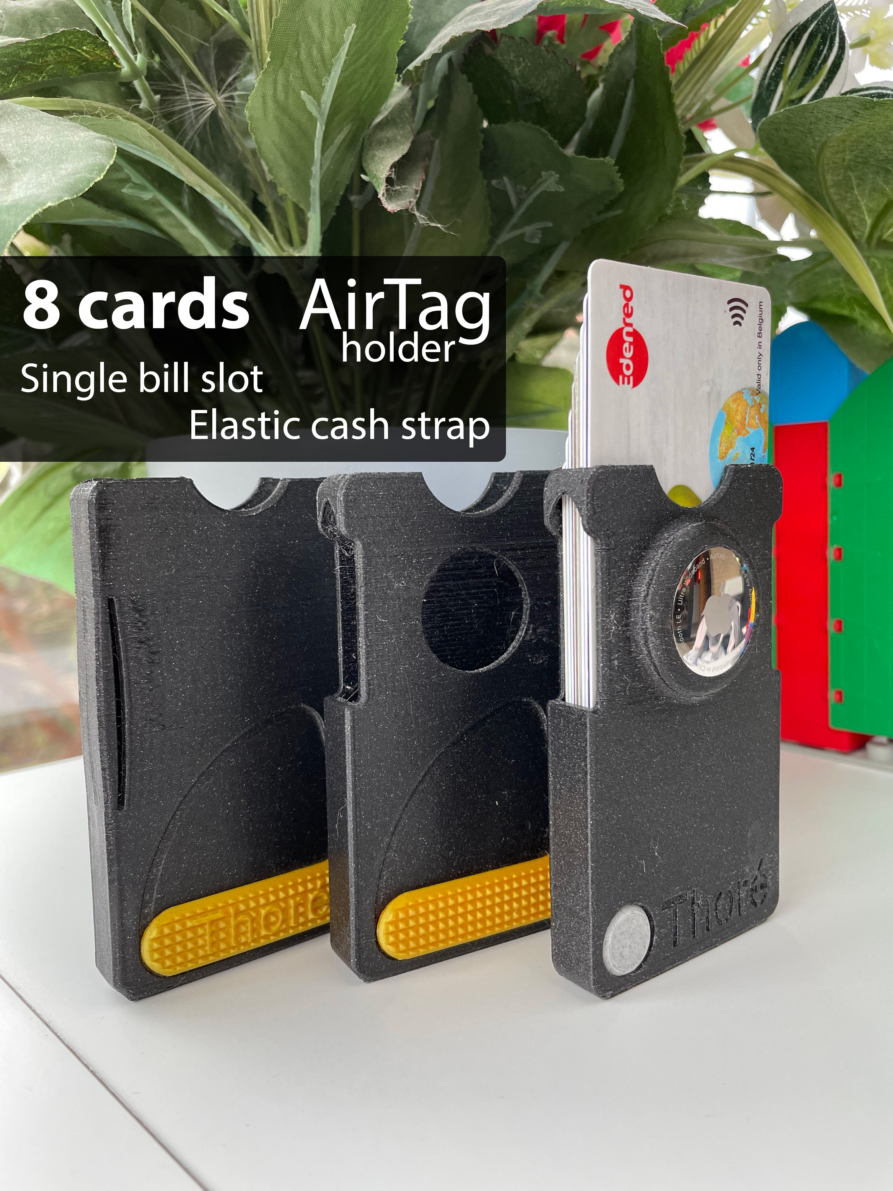 Slim card wallet (8 cards, multicolor, airtag) 3D model thumbnail