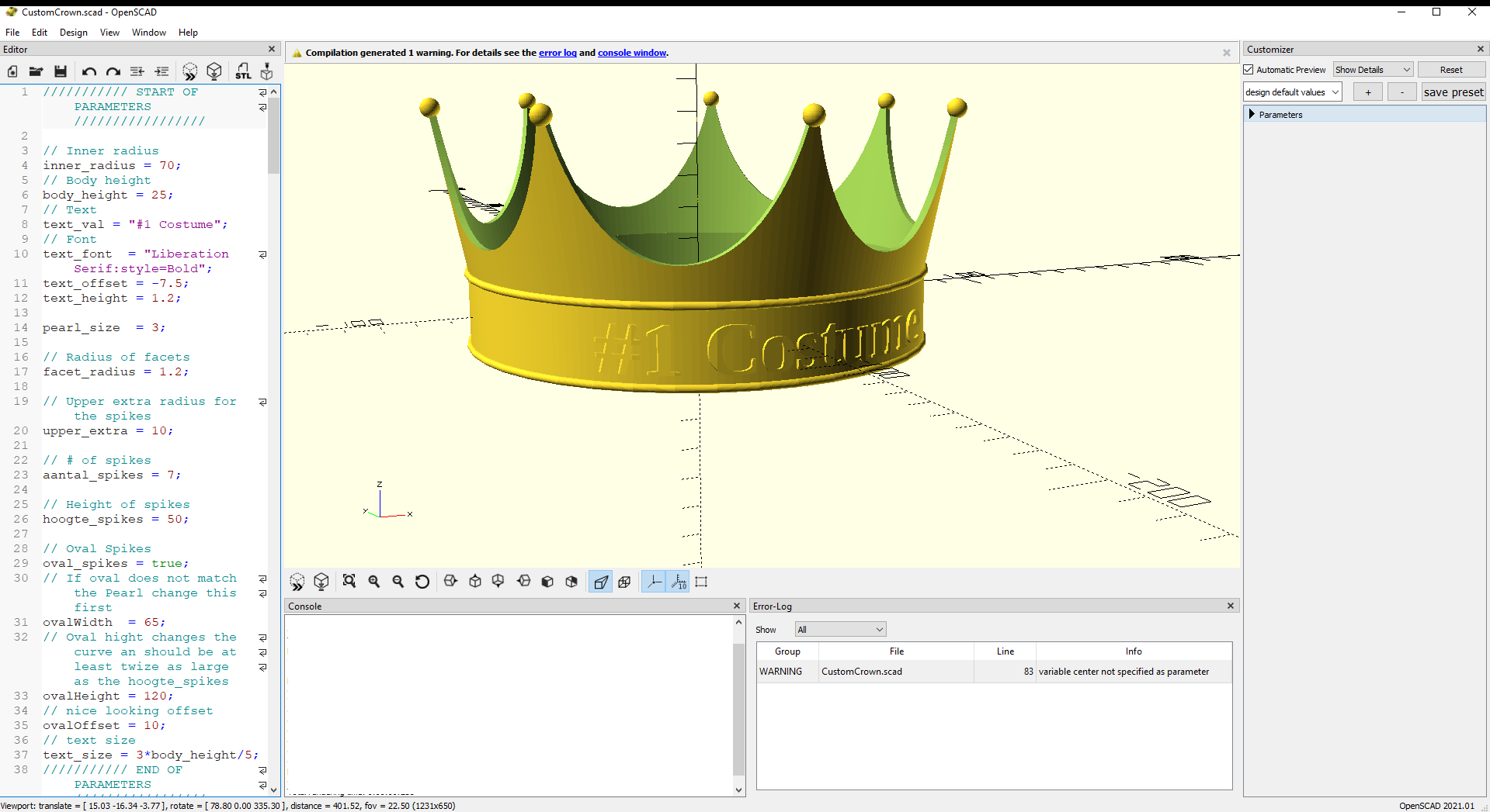 #1 Costume Crown