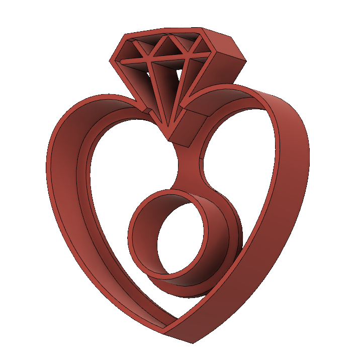 Cortador de galleta anillo corazon diamante para bodas