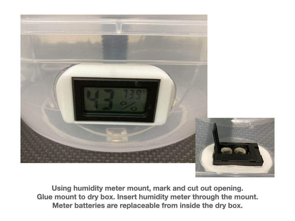Dry Box HumidityTemperature Meter Holder by elcubano Download free