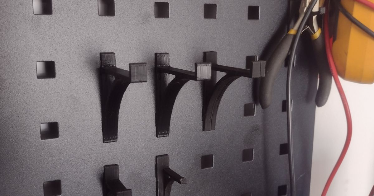 Editable hooks for 38mm Magnusson pegboard by Download free STL model