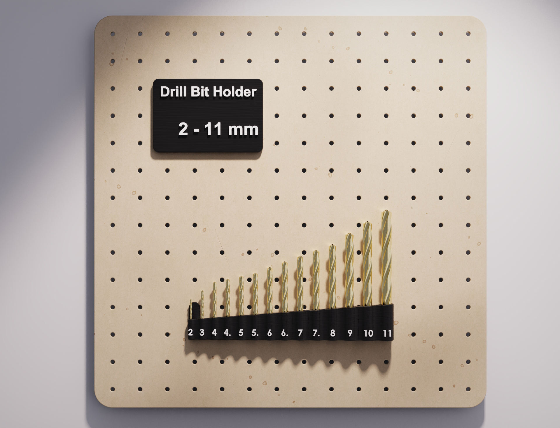 Drill bit holder for pegboards
