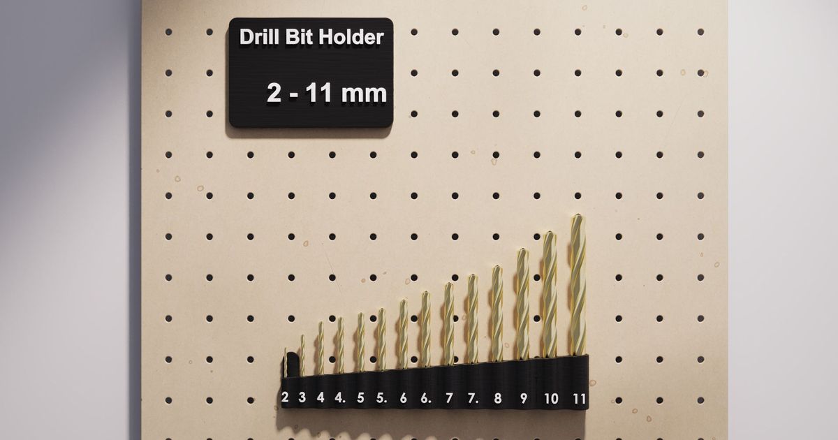 Drill bit holder for pegboards by lord_edel Download free STL model