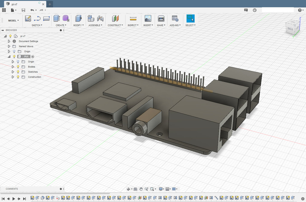 Raspberry Pi 3B+ model for case fitting with Fusion 360 file