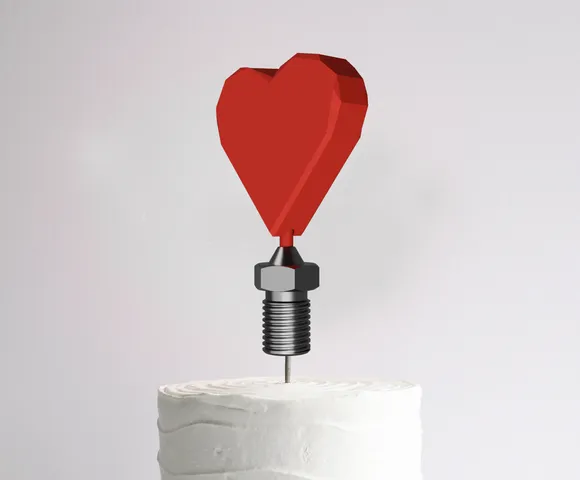 Low Poly Heart Cake Topper