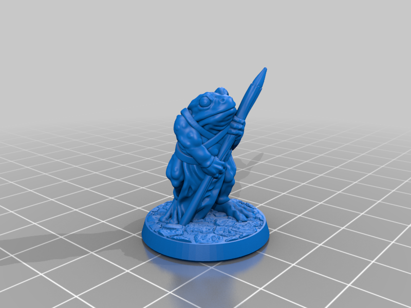 Frogfolk spearman 28mm (Supportless, FDM-friendly) — 3