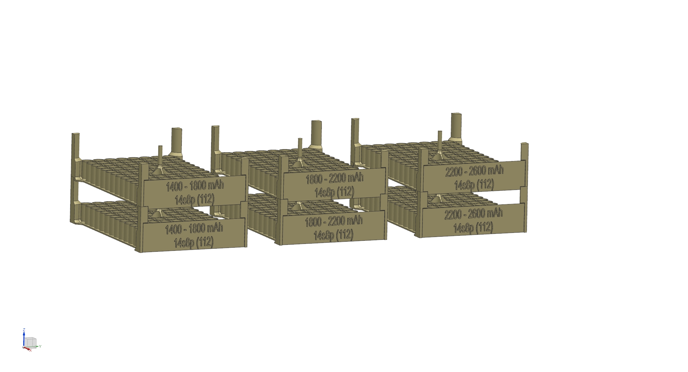 Multi-level basket for 18650 cells