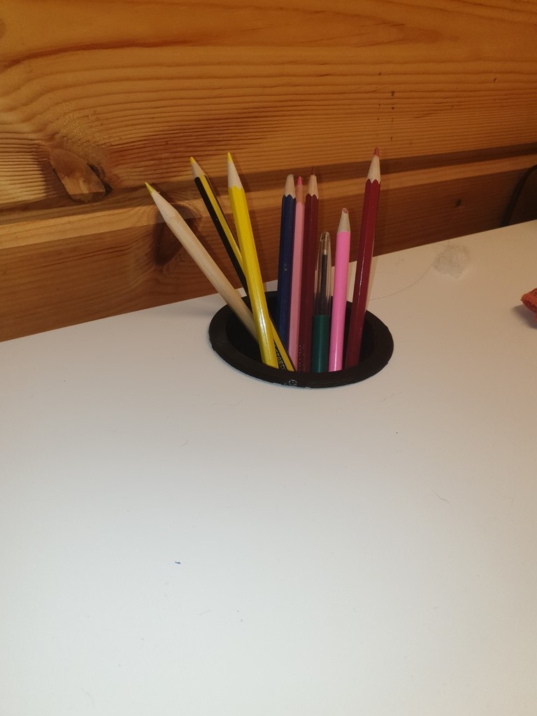 Pencil holder desk cable hole 75mm 3"