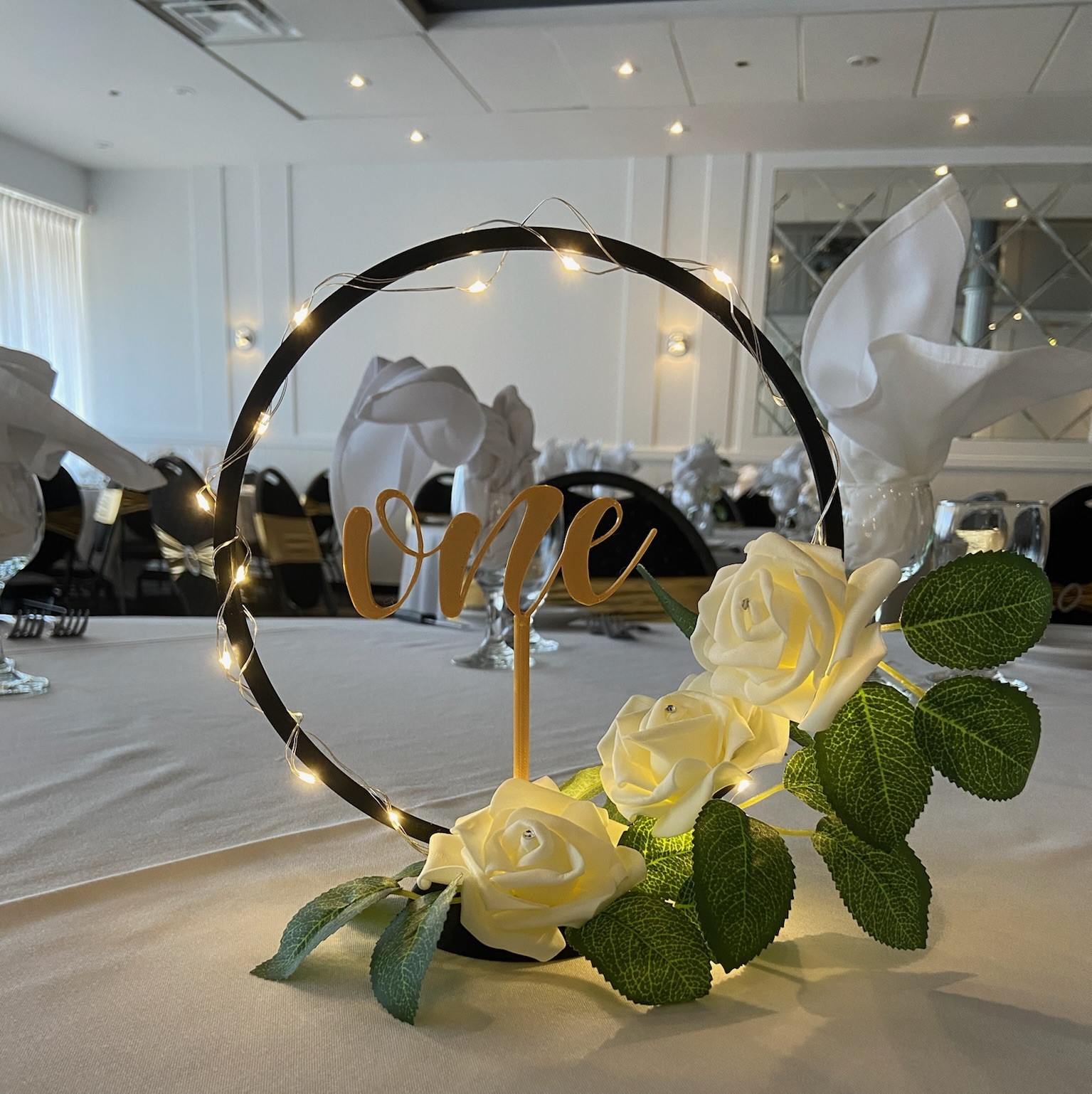 Wedding Hoop Centerpiece and Table Number