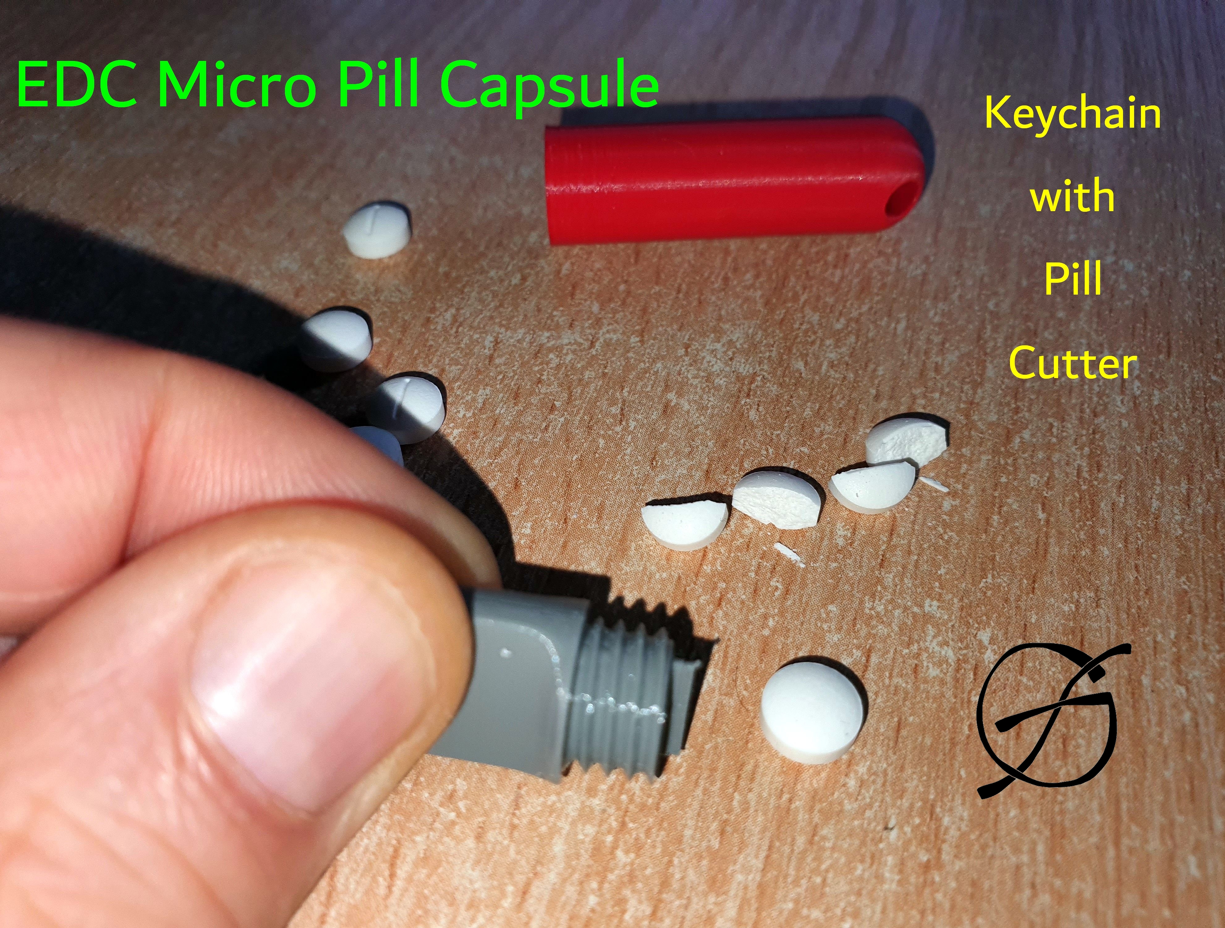 EDC Micro Pill Capsule - Keychain witch Pill Cutter