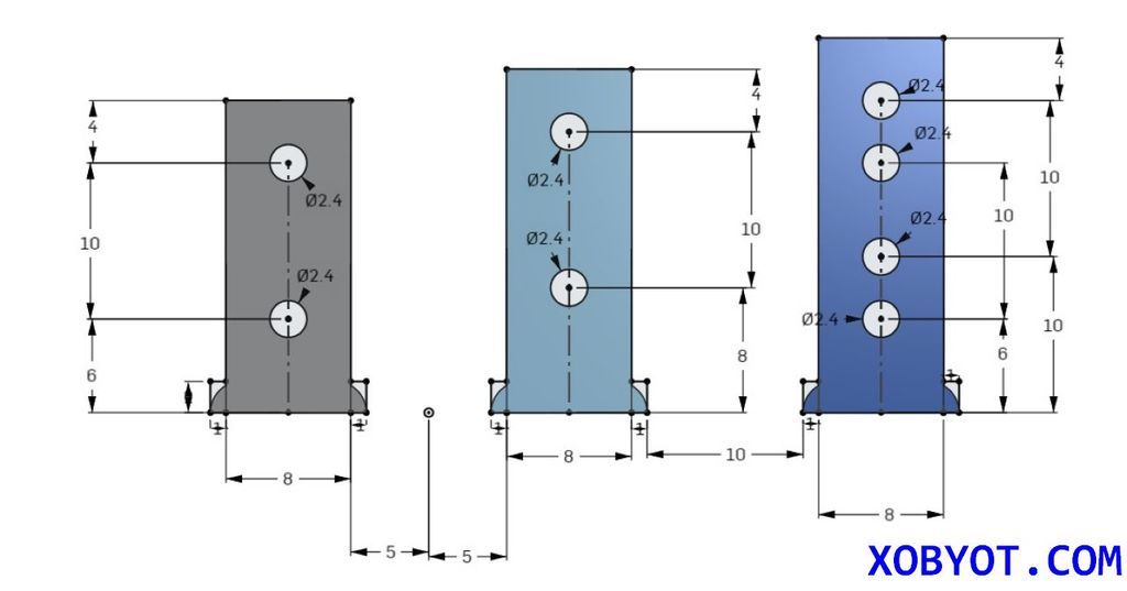 R/C Standard Servo Mount Posts for Custom Pan Car, RC10, etc.