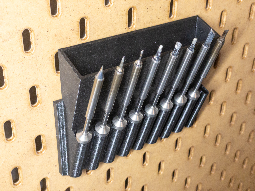 Skadis Holder: Pinecil/TS100 Soldering Iron Tips (uses heat set inserts)