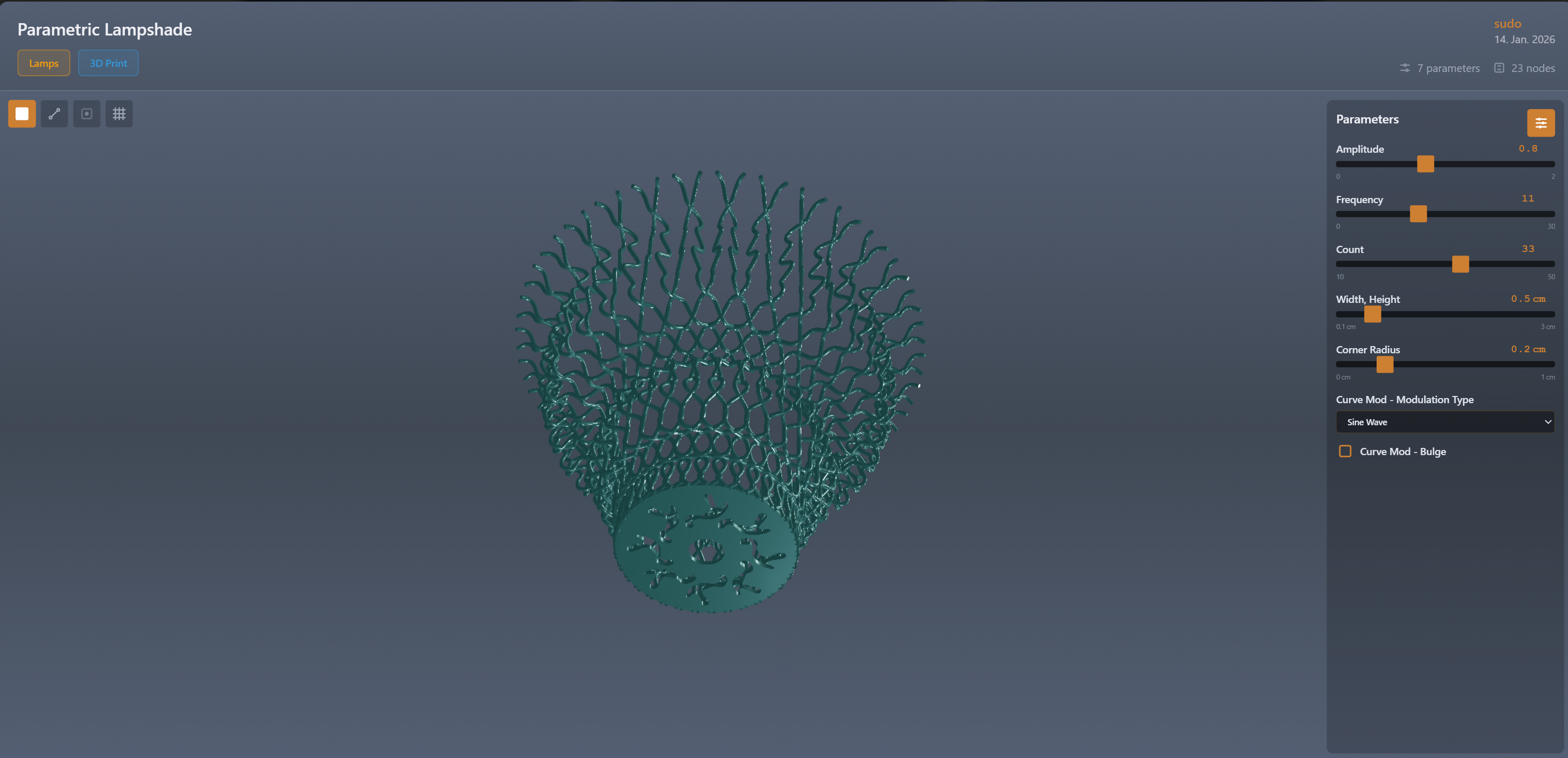 Parametric Lampshade on Gerridaj (Demo)