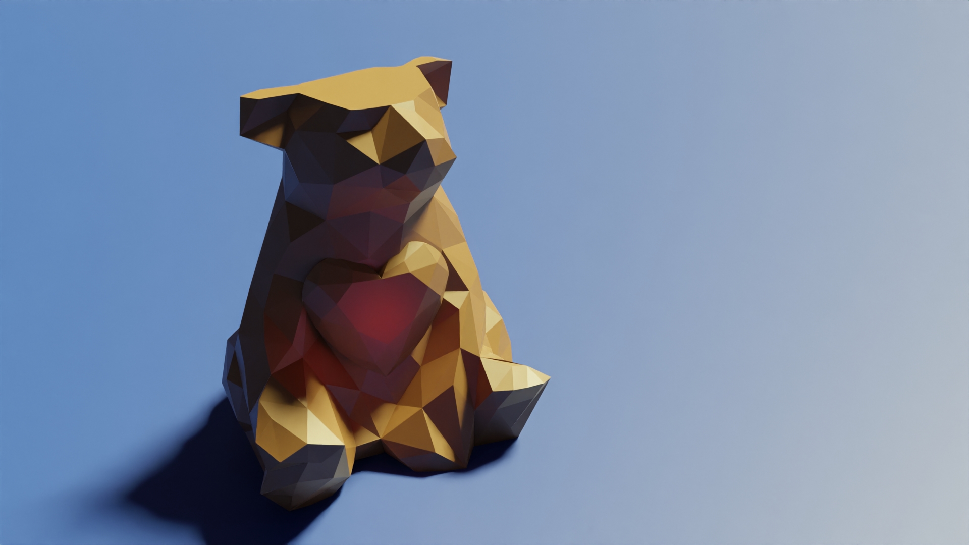 Vase Bear with Heart - Low Poly