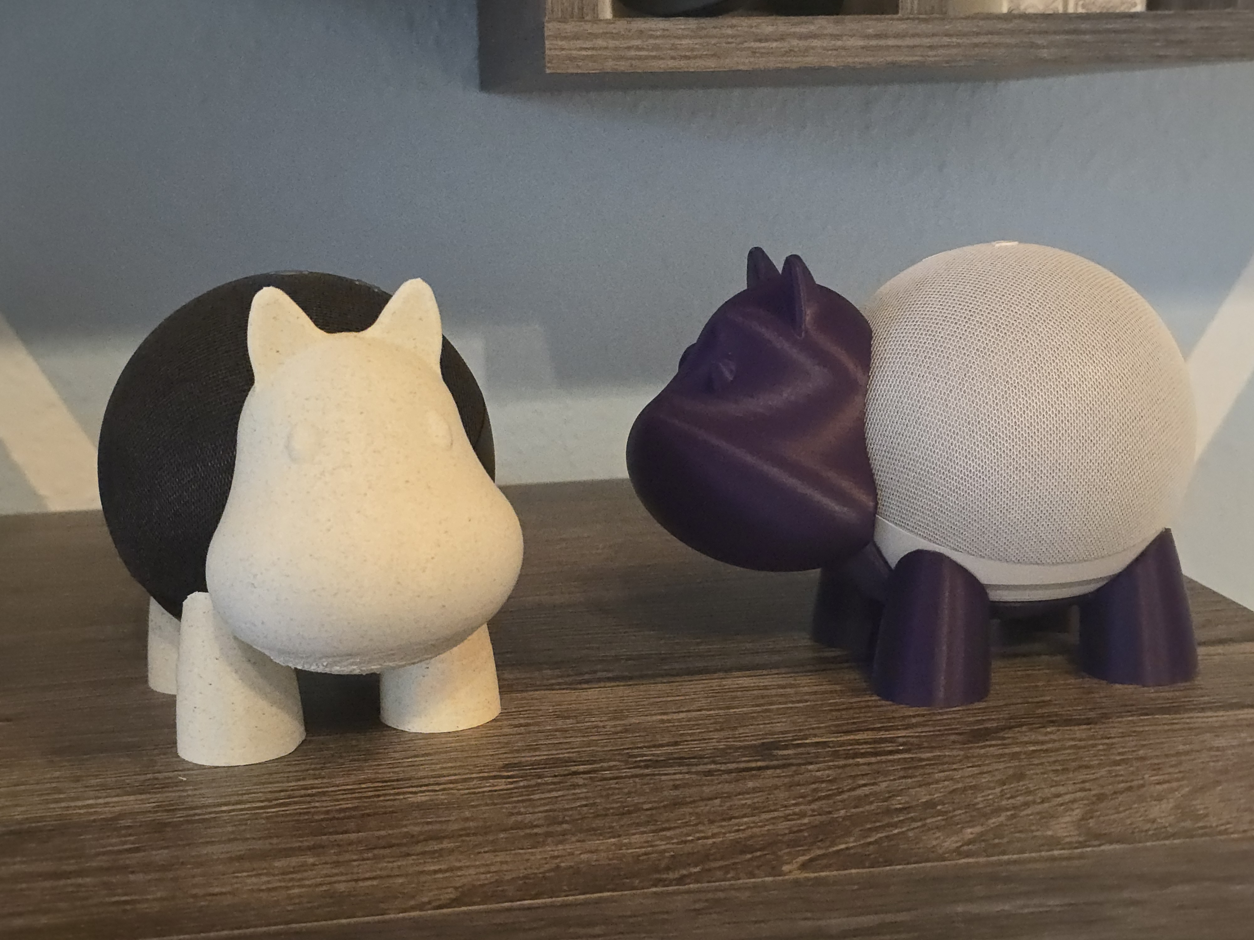 Echo Dot 4 Stand Alexa Mount Hippo, NEW divided version for easier printing 3D model thumbnail