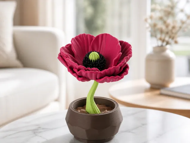 Midnight Bloom Sculpture Decorative Flower in Pot