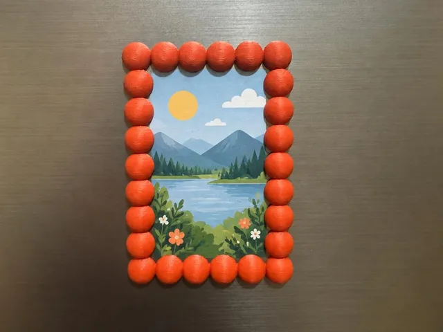 Beaded Photo Fridge Magnet Frame
