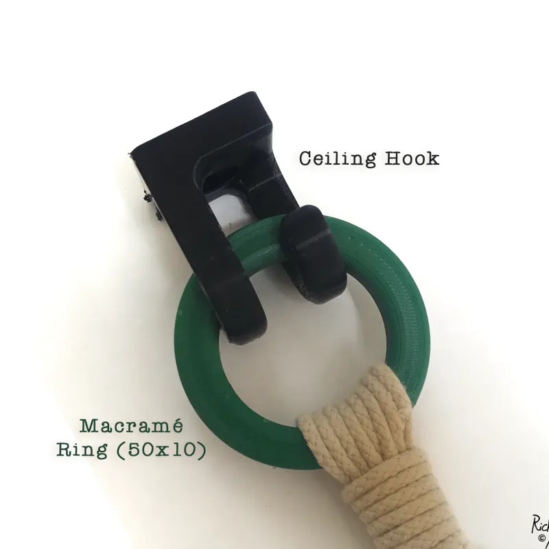 Macramé: Rings and ceiling hook by rbid, Download free STL model