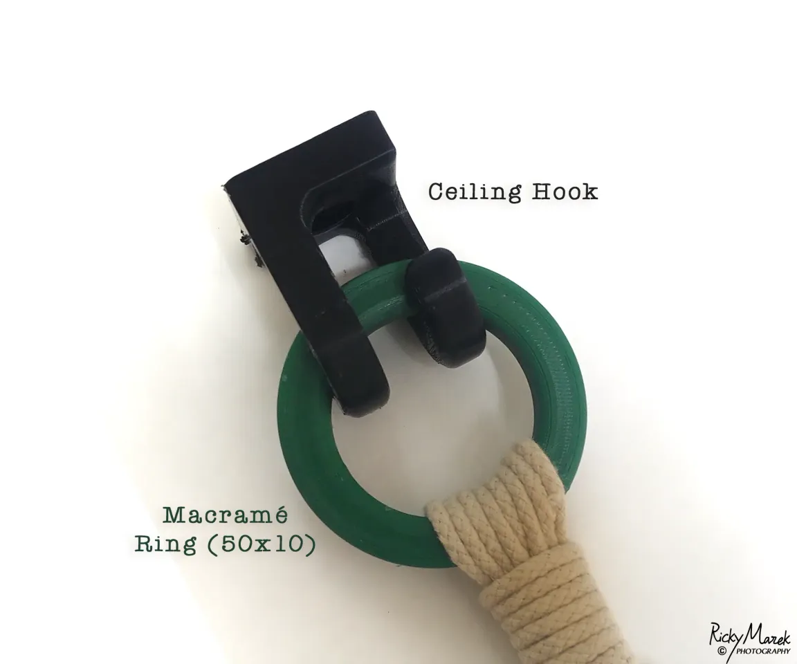 Macramé: Rings and ceiling hook by rbid, Download free STL model