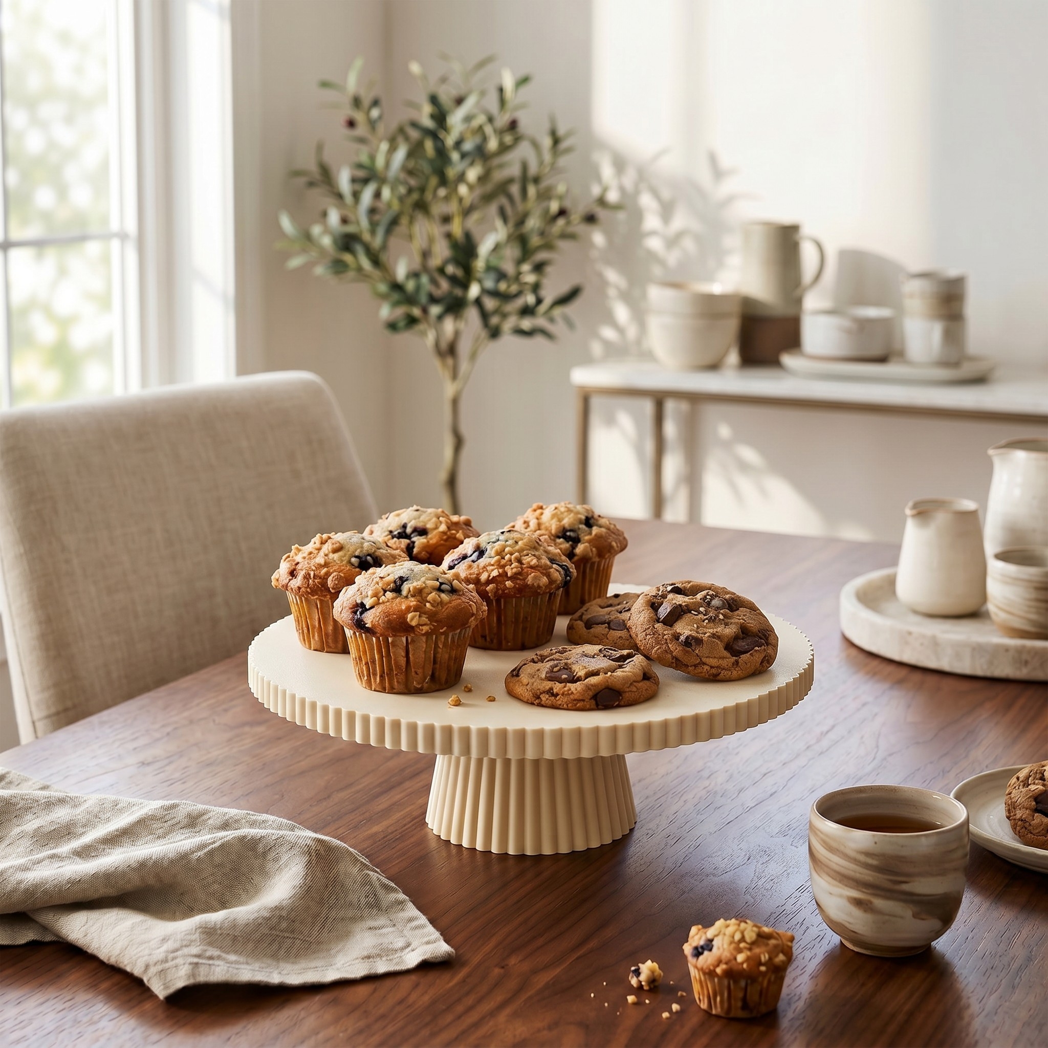 Ribbed cake stand, cookie platter