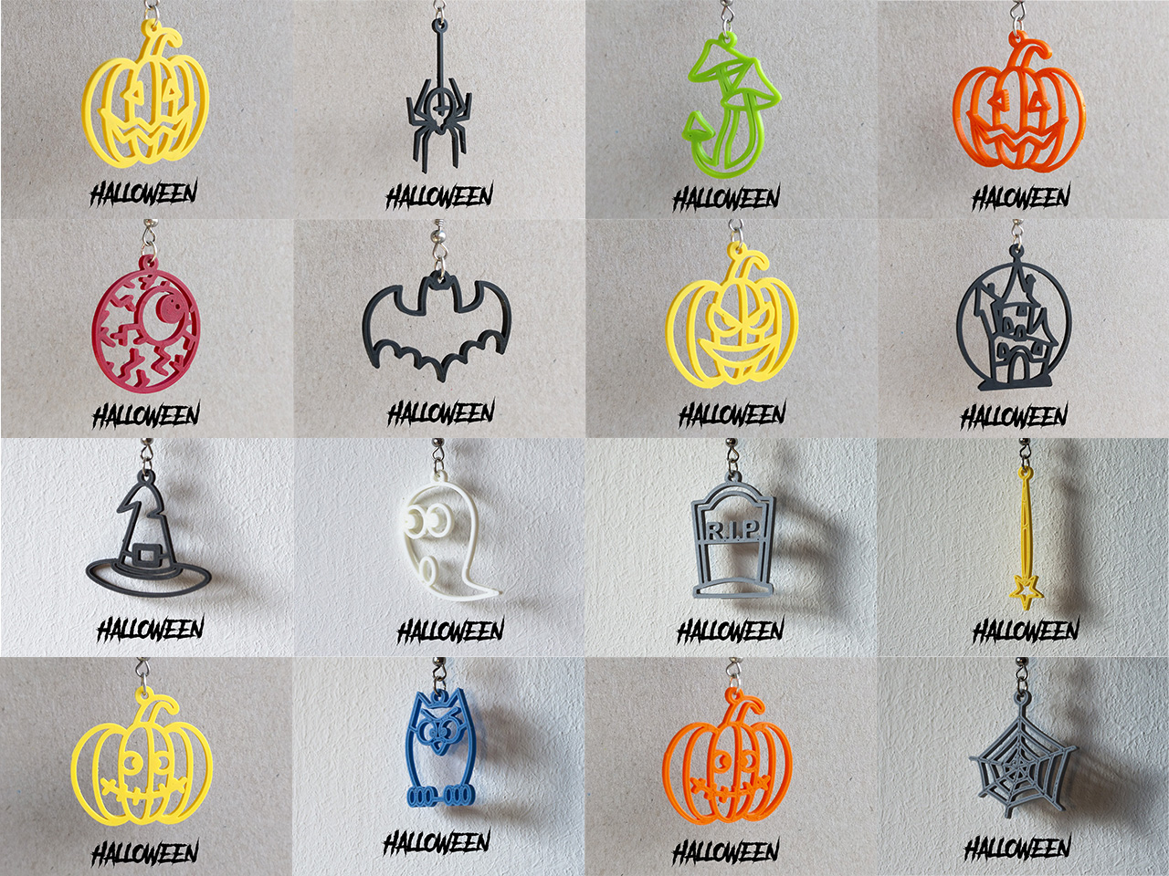 Halloween Earrings Collection 3D model thumbnail
