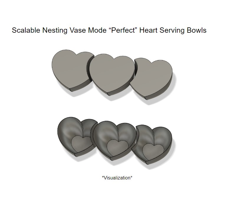 Perfect Heart Serving Bowl Set - Scalable - Vase Mode