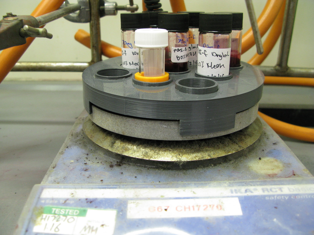 Vial holder for stirring multiple vials on lab stirrer/hotplate by bart