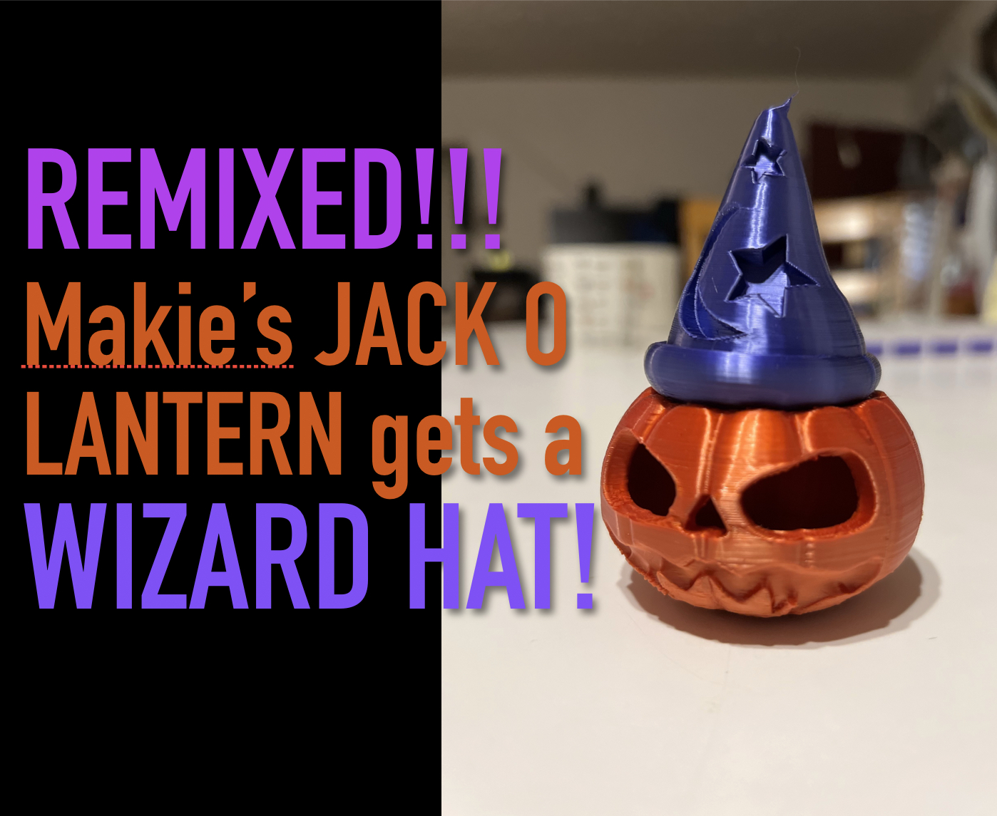 Remixed Makies Jack O'Lantern with Wizard Hat