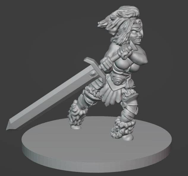 Female barbarian with giant sword