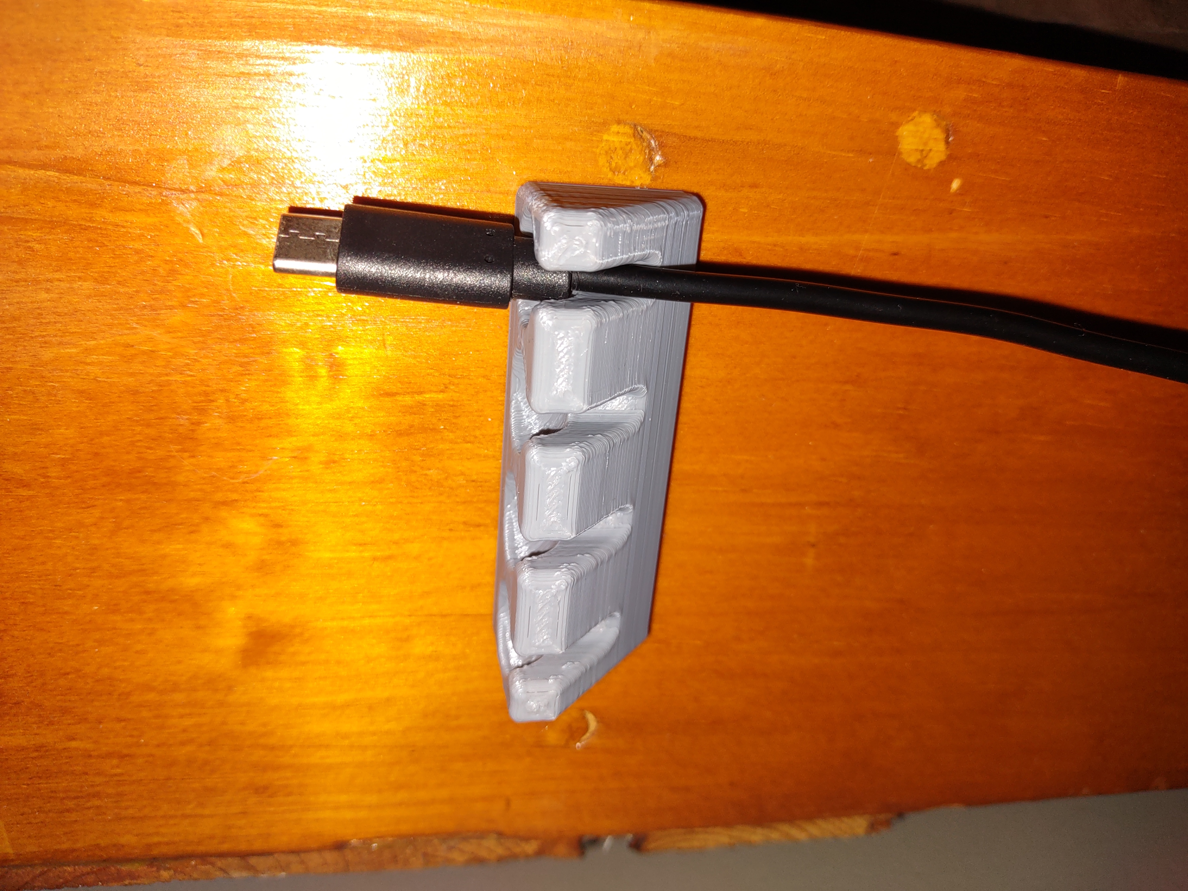USB Cable Stand For Desk Edges (Tape or Glue Mounting)