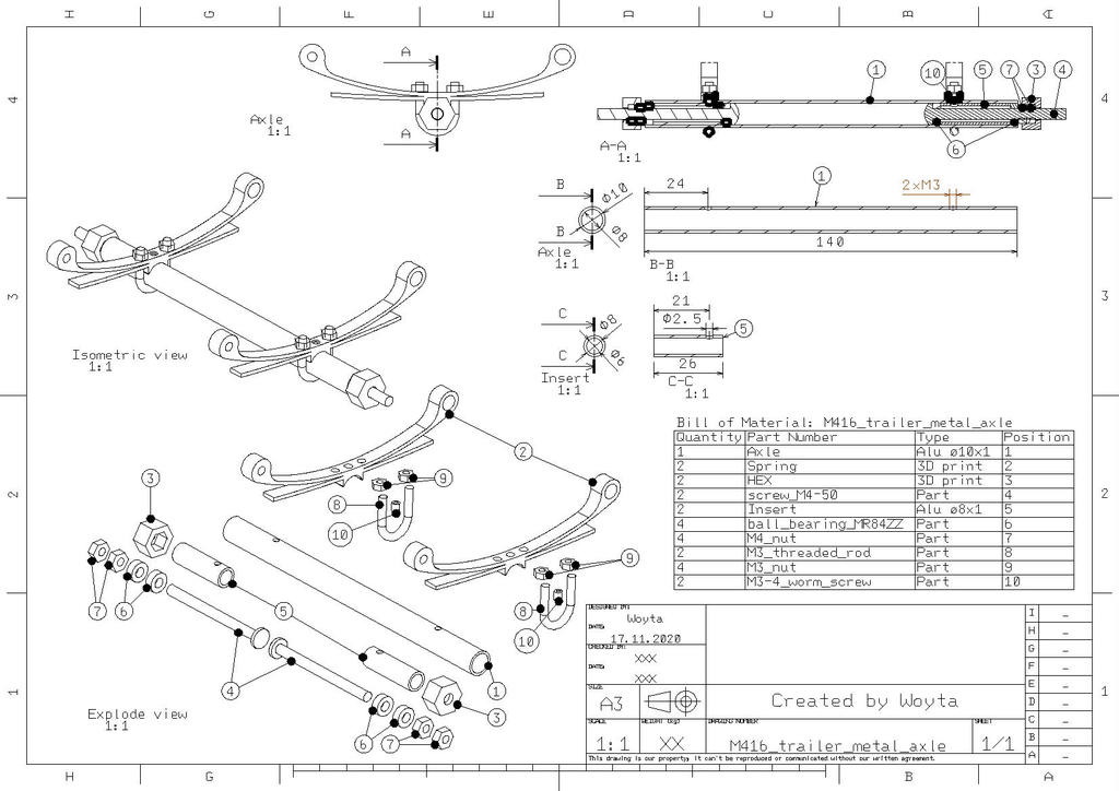 Metal axle with bearings for M416 trailer by Woyta | Download free STL ...