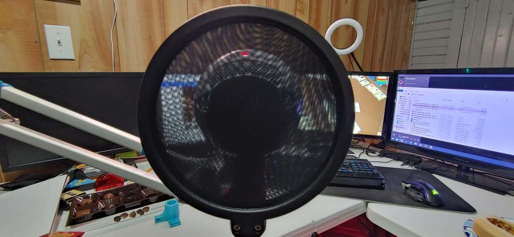 Ikea Snowball mic mount with pop filter extension