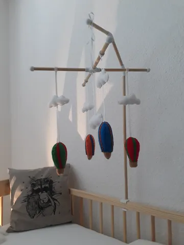 Baby mobile over a crib