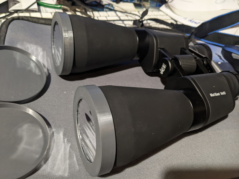 Parametric solar filter for binoculars, with nubs for soft lens border
