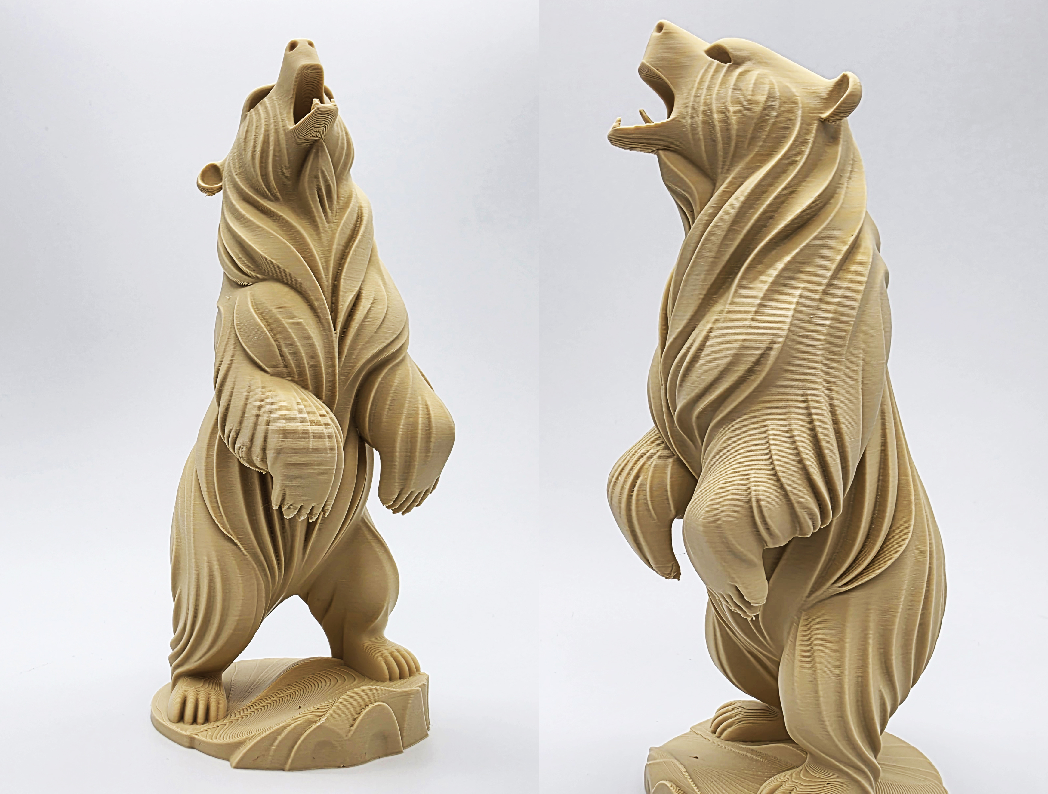 Wood Carved Rearing Grizzly Statue