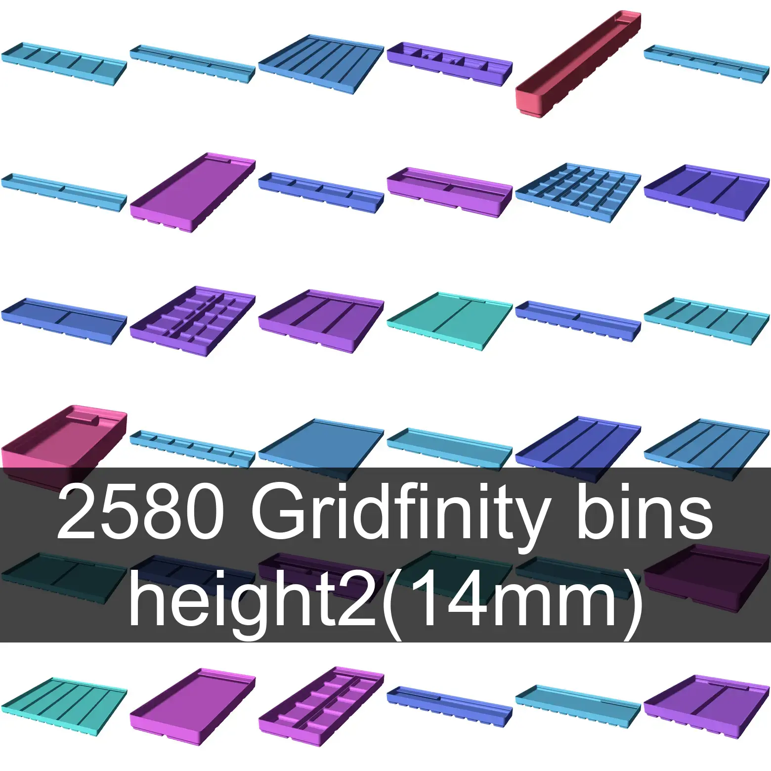 Gridfinity bins - height 2 (14mm)