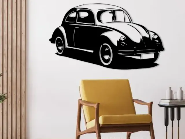 VW Beetle shape extruded silhouette 1mm , 3mm and SVG vector